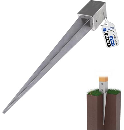 GeZu Impex Ground Anchor 121 x 121 x 900 mm Set of 4 | Hot Dip Galvanised Stroke Bottom Sleeve Post Spear Post Holder Batting Gro mmet