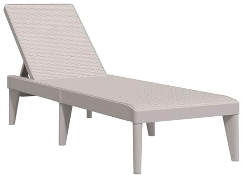Mhdvray Sonnenliege 186x60x29 cm Cappuccino-Braun in Rattan-Optik, verstellbare Rückenlehne, leichtes PP für Garten, Balkon und Camping