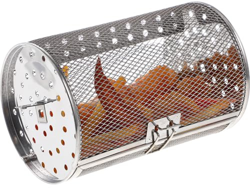 CHICAMPERA Panier Rotissoire Acier Inoxydable Compatible Four et Friteuse à Air Ouverture Carrée Centrale, Rotation Uniforme 360°, pour Cuisson de Noix, Café et Barbecue