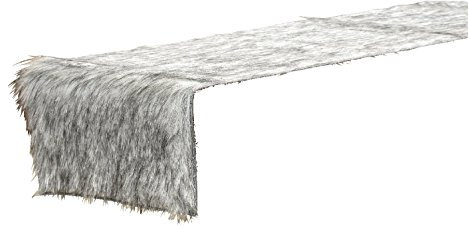 BOLTZE Tischband Fell Polyester grau 120x20 cm, Tischdeko, Tischfell, Tischdecke, Winter