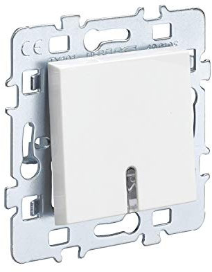 Interrupteur va et Vient - Prises electriques Standard - Prise Murale - Interrupteur va et Vient sans Fil - Prise Murale Casual - Mécanisme BP avec Voyant + Cache Blanc + Support Métal - Debflex