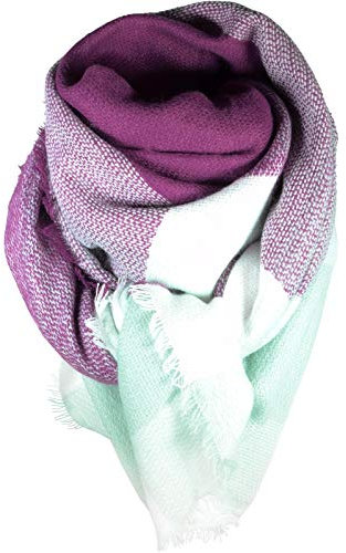 cosey – Bunter XXL-Schal, quadratisch in Mint-Brombeer