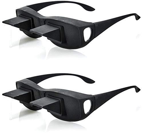 2er Set Fernseh Lese Winkelbrille 90 Grad Blick Prismabrille Fernsehbrille Umlenkende TV Bett Prisma Brille Lesebrille Zum Lesen Im Liegen