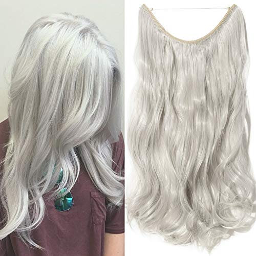 TESS Haarteil Extensions 1 Tresse Ombre Haarverlängerung Synthetische Haare Haarverdichtung 20(50cm)-90g Gewellt Silbergrau