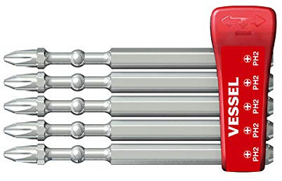 VESSEL Impact Ball Torsion Bits PH2X90 5PC with MAG Charge Holder
