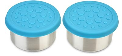 LunchBots Mini-Behälter 2er-Set für Bento Box Kleine Edelstahl Dosen 120ml mit auslaufsicherem Deckel für Dips, Dressings, Saucen und Gewürze | Lunchbox Zubehör | wasserblau