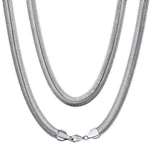 ChainsHouse Collana Serpente Piatta Larga 8MM Larghezza Collana Donna Argento Girocollo Collana U Oro Catenina Uomo Acciaio Multi-lunghezza 46-76 CM Impermeabile Non Sbiadisce