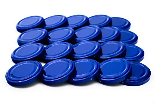Lot de 20 couvercles de rechange pour bocaux à confiture 66 mm Bleu