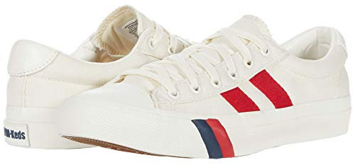 PRO-Keds Men's Royal Plus Lace Up Fashion Sneaker, White/Red Canvas, 7
