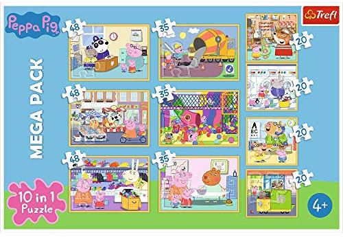 Trefl, Puzzle, Peppa Wutz mit Freunden, Peppa Pig, von 20 bis 48 Teilen, 10 Sets, für Kinder ab 4 Jahren