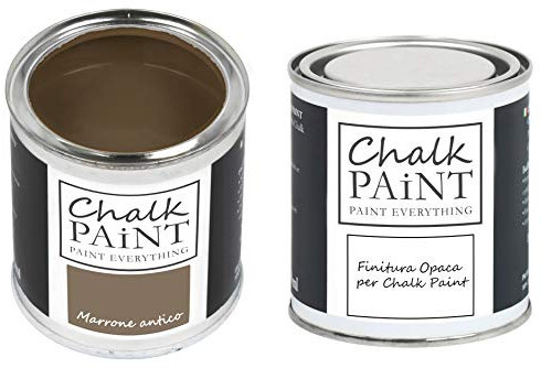 CHALK PAINT EVERYTHING Marrone Antico & FINITURA - Kit Pronto Vernicia e Proteggi (250 ml + 250 ml)