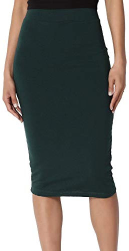 Pretty Fashion Plain Pencil Skirts for Women UK with Separate Elasticated Waist Women's Skirts Midi Length Approx 25 Inches Knee Length Black Skirt Ladies Pencil Skirt Multiple Colours UK 8-22