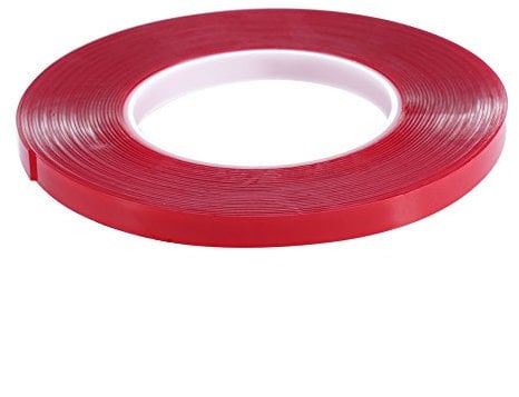 TMISHION Double Sided Tape for Nail Display, Manicure Essentials, Non-Marking Nail Tape with Transparent Red Film, Professional Use Double Sided Adhesive Tape, Perfect for Nail Art and Manicure Setup