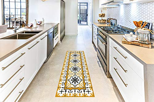 Teppich Mosaik Zimmer, PVC | verschiedene Größen | Teppich PVC | Vinylboden | Dekoration für Zuhause | Boden Sintasol | Bodenschutz | 120x180cm orange