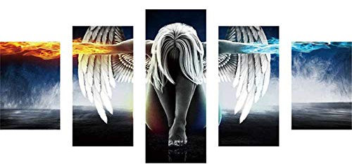 5D Diamant Malerei Set für Erwachsene, Feuerwasser Engel magische Flügel 5 teiliges Set Diamant Stickerei Set für Zuhause Büro Wandkunst Dekoration Malen nach Zahlen 45x95 cm