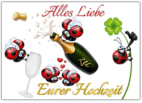 BREITENWERK A4 XXL Hochzeitskarte MARIENKÄFER mit Umschlag - edle & lustige Klappkarte zur Hochzeit Karte für das Brautpaar - Glückwunschkarte