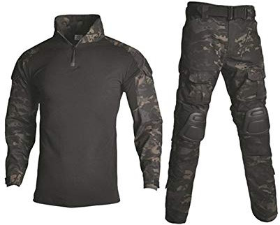 Tactique de camouflage costume vêtements Uniforme militaire Les hommes de l'Armée Vêtements Airsoft militaire Combat Shirt + Cargo Pantalons Genouillères Waistcoat ( Color : CPBK , Size : L. )