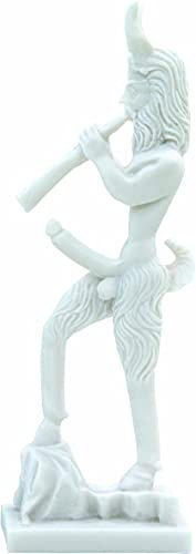 Panas / Pan Playing a Syringe (Cast Alabaster Statue 26cm / 10.2inches)