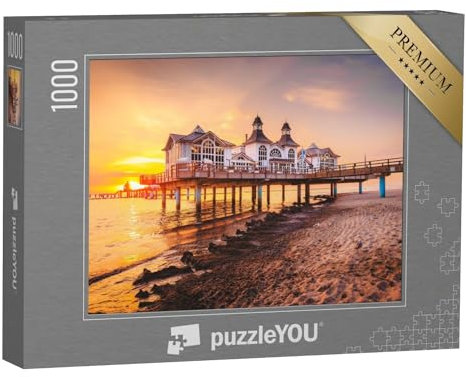 puzzleYOU: Puzzle 1000 Teile „Sonnenaufgang an der Selliner Seebrücke aus Rügen, Ostsee, Deutschland“ – aus der Puzzle-Kollektion Rügen, Deutschland, Mecklenburg-Vorpommern