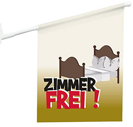 Vispronet Eisfahne Ferienwohnung, Zimmer frei - beidseitig bedruckt - mit Halterung - 46x52 cm Flaggenmaß