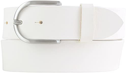 BELTINGER Damen-Gürtel Aus Vollrindleder 4 cm | Jeans-Gürtel 40mm | Mit Runder Schließe | Weiß 115cm