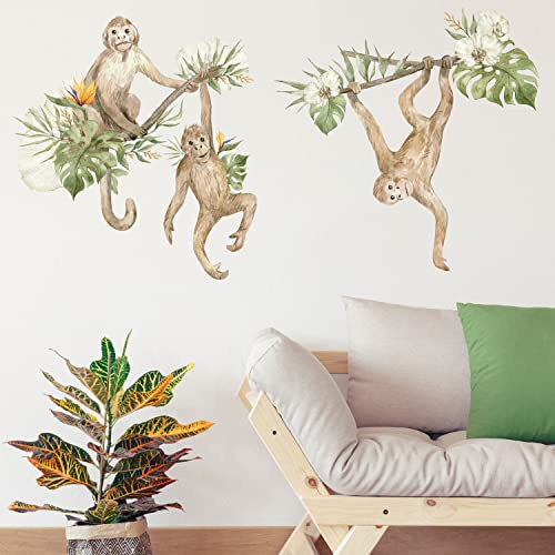 Stickerscape Wandtattoo, Motiv: Safari, Affen, groß, für Kinderzimmer oder Kinderzimmer, einfach anzubringen und zu entfernen