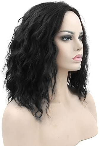 IMISSU Kurz Afro Lockiges Haar Perücken Cosplay Perücke Halloween Kostüm Party Kopfbedeckung für Frauen (Schwarz)