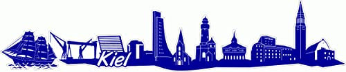Skyline4u Kiel Skyline Aufkleber Sticker Autoaufkleber City Gedruckt - 15x3cm brillantblau