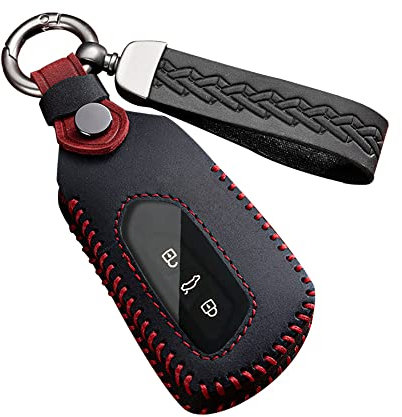 ontto Autoschlüssel Hülle Schlüsselcover Passt für VW ID.3 ID.4 GTX Golf 8 GTI Seat Leon MK4 Tarraco Skoda Octavia Enyaq Cupra 2020-2023 Fernbedienung Schlüsselanhänger Leder Schlüsseletui-B Schwarz