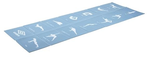 Umbro Faltbare Gymnastikmatte - 174 x 62 CM - Yogamatte - Anti-Rutsch - 13 Übungen im Druck - Blau