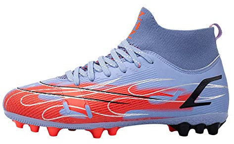 YuanDiann Scarpe da Calcio Uomo Unisex per Ragazzi Scarpe da Calcetto Alte Antiscivolo Leggero Calzature Allenamento Professionale Sportivo Viola 34