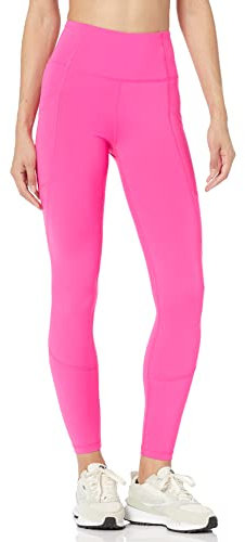 Amazon Essentials Legging de Sport Modelant à Taille Haute avec Poches (Disponible en Grandes Tailles) Femme, Rose Fluo, 5XL Grande taille
