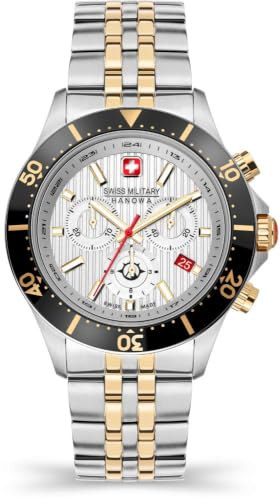 Swiss Military Flagship X Chrono Herren Armbanduhr mit Band aus Edelstahl, in der Farbe: Gold/Silber Durchmesser: 42mm, SMWGI2100760