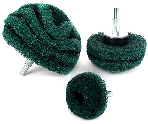 Almohadilla De Estropajo De 3 Uds., Cabezal De Lijado De Fibra De Nailon, Rueda De Pulido Abrasiva Para Taladro, Vástago De 1/4 , 6mm, 2/3/4 Pulgadas,verde