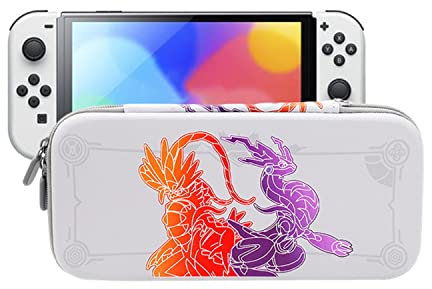 CHIKIXSON Pochette per N-Switch & Switch OLED, Accessoires de Commutation avec 10 Cartouches de Jeu, Étui de Protection Rigide de Voyage pour Console Switch(Violet and Scarlet)