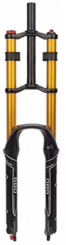 LHHL VTT Fourche À Suspension 26/27,5/29 Pouces Alliage D'aluminium Fourche Course 150mm Verrouillage Manuel VTT Double Shoulder Downhill Fourche Tube Droit (Color : Gold, Size : 26 inch)