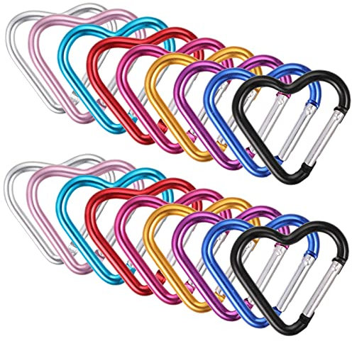 18 Stück Karabiner Herz,Aluminium Schraubkarabiner, Klein Carabiner,Schlüsselanhänger Karabinerhaken für Wandern,Berge besteigen,Camping,Angeln