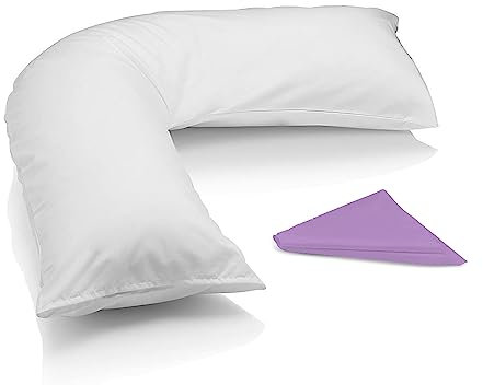 EGYPTO Orthopaedic V Pillow with pillowcase – Soft & Breathable – Anti-Allergy V Shaped Pillows for Neck & Back Support – Nursing, Pregnancy & Post Surgery Support Triangle Pillow (Lilac)