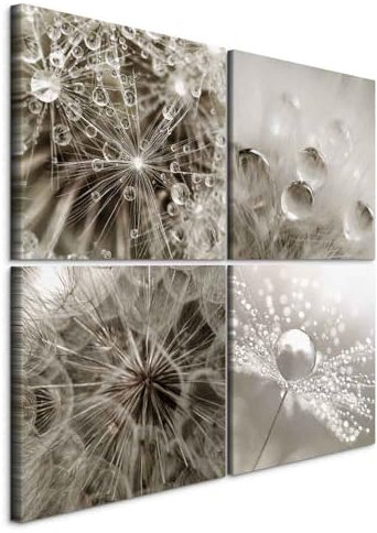 murando Akustikbilder Set Pusteblume 4 Teilig je Akustikschaum Hochleistungsschallabsorber Schallschutz Leinwand Wandbild Raumakustik Schalldämmung b-C-0173-b-l