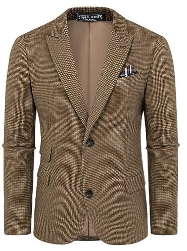 PJ PAUL JONES Sakko Herren Sportlich Wolle Modern Anzugjacke Regular Fit Blazer für Business (Braun, XXL)