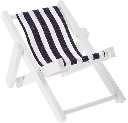 Yardwe Klappstuhlwiege Mini-liegestühle Stuhlmodellskulptur Nautische Tischdekoration Strandkorb-Dekoration An Der Küste Klappbarer Strandstuhl Aus Holz Stoff Drinnen Kleiner Stuhl Büro