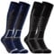 2 Paar Skisocken Herren & Damen Ski Kniestrümpfe 34175 WP (Schwarz Blau 35-38)