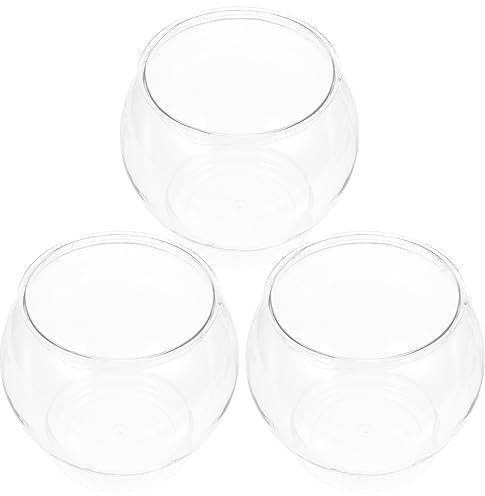 Alipis Lot De 3 Bols À Poissons en Plastique Doré Transparent Incassables Petit Aquarium Rond De Bureau Bol Polyvalent pour Bocal À Poissons Bocal À Poisson Porte-Bonbons Vase L