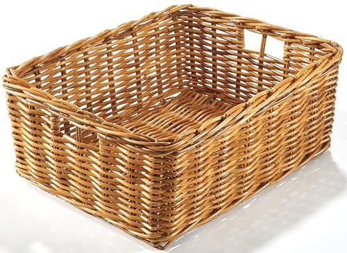 Kobolo Regalkorb Aufbewahrung Korb – Rattan lacak – eckig – geflochten – mit Grifflöchern – Größe M