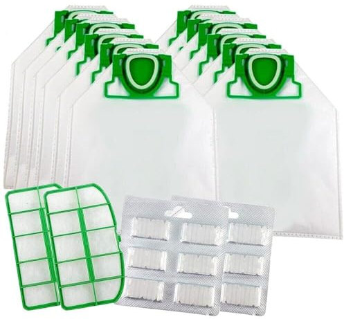 Jpshop Kit 12 Sacchetti Microfibra - 2 Profumi - 2 Filtri Compatibili Folletto Vk200/220S