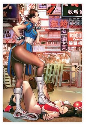 OWNPET Chun-Li und Mai Shiranui Leinwand-Poster, Wandkunst, Dekor, Bild, Gemälde für Wohnzimmer, Schlafzimmer, Dekoration, ungerahmt, 50 x 75 cm