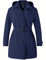 Wantdo Femme Trench-Coat Grande Taille Veste Coupe-Vent Manteau Imperméable pour Femmes avec Capuche Amovible Trench mi-Long à Double Boutonnage et à Revers Bleu Marine 52-54