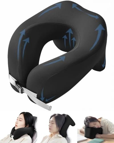 KOPWVA Nackenkissen Flugzeug Memory Foam - Multifunktionales Reisekissen für Reisen mit Flugzeug, Auto, Zug, Ergonomisches Design für Bequeme Kinn- und Gesichtsstütze im Büro (Schwarz)