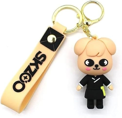 WASEEDS Stray Kids Skzoo Porte-clés Stray Kids 3D Cartoon Porte-clés SKZ Animal Sac à dos Pendentif Téléphone Porte-clés Kpop pour les fans (2pcs Puppym)