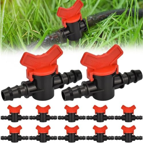 HEKOBAG 12 Stück Absperrventil Tropfbewässerung PE Bewässerung Schlauch Ventil 16mm Absperrhahn Kunststoff Absperrventil Schlauch Aquarium Wasser Strom Regelventil für Wasserschlauch Gartenschlauch